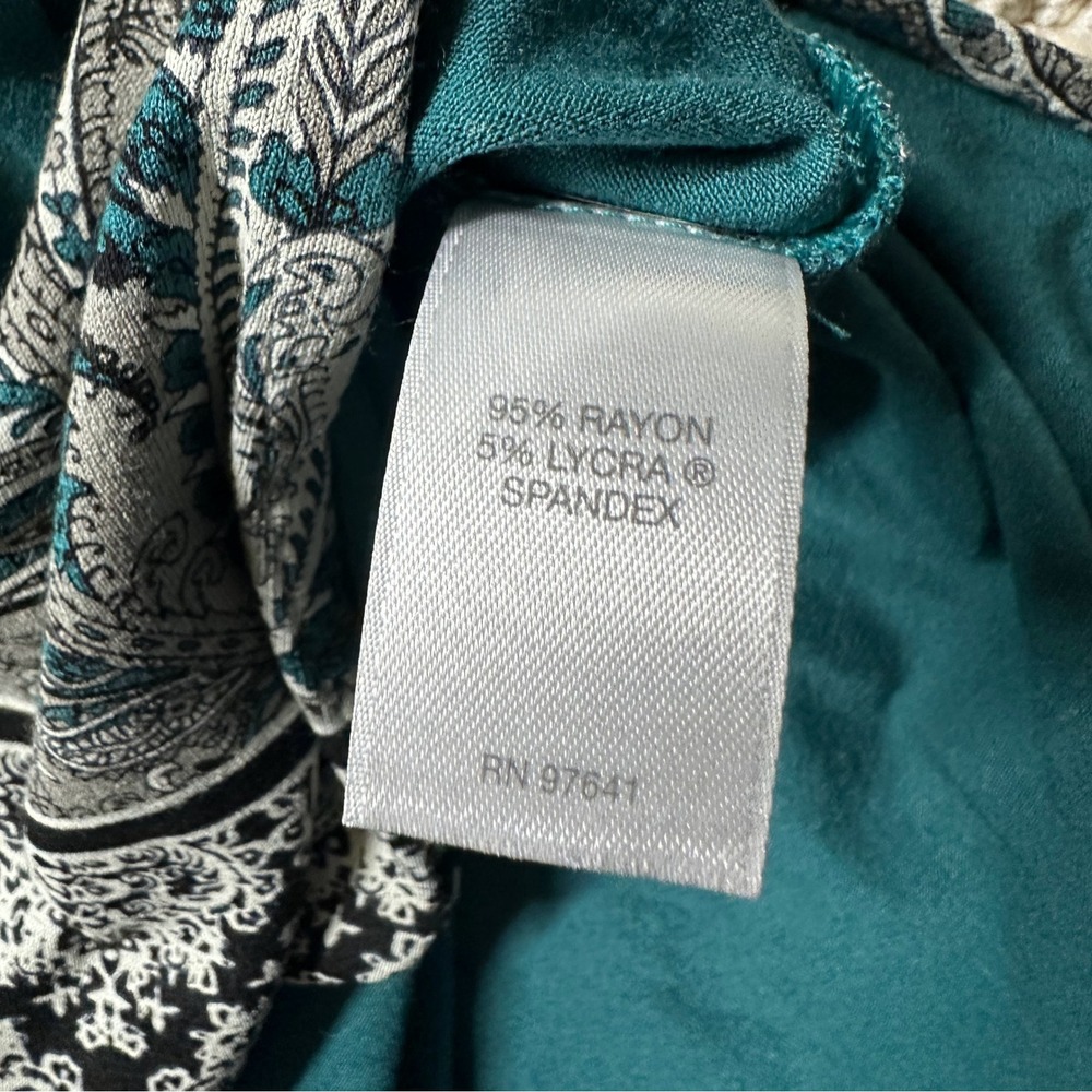 J Jill Wearever Collection Tunic Women S Teal  Paisley Border Print - Picture 3 of 8